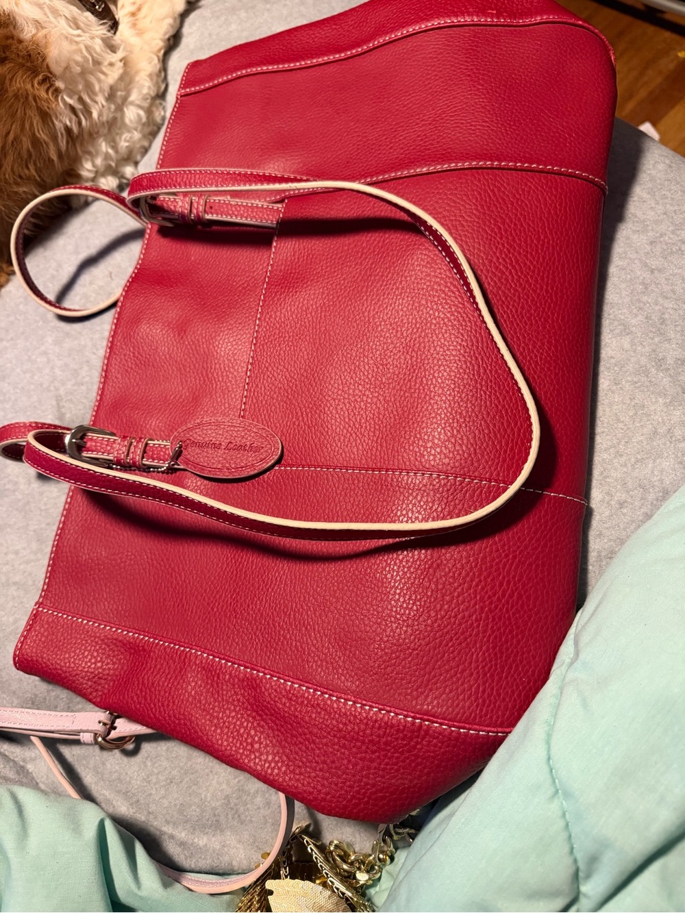 Tannery West Red Leather Tote with Contrast Stitching - Picture 6 of 6